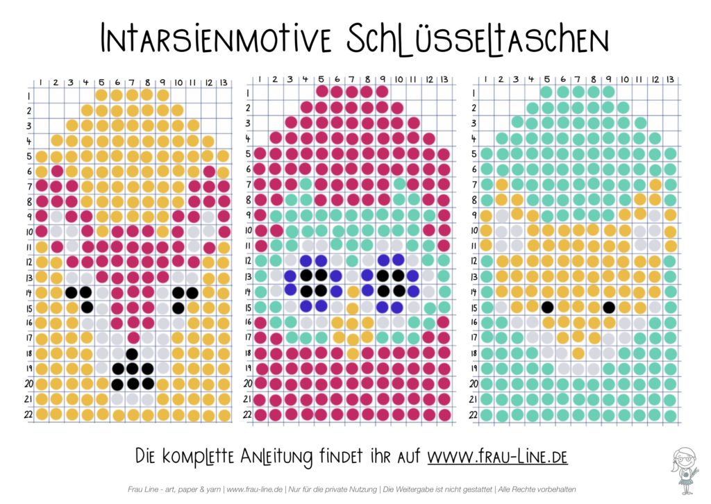 Frau Line Kostenlose Häkelanleitung Schlüsselanhänger Intarsien Zählmaß