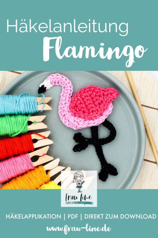 Pin Frau Line Häkelanleitung Applikation Flamingo