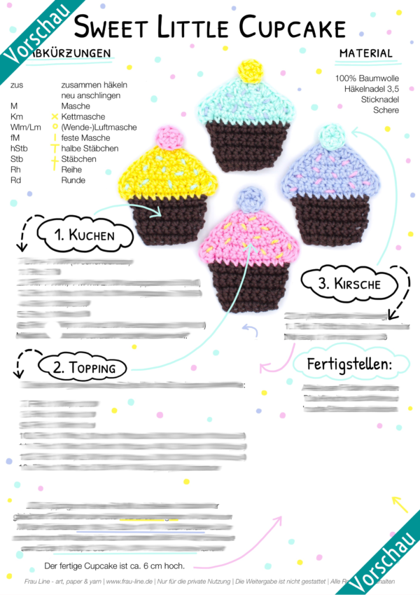 Vorschau Frau Line Häkelanleitung Cupcake