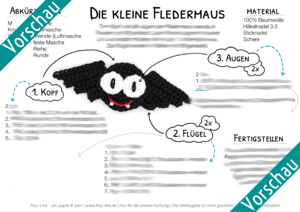 Vorschau Frau Line Häkelanleitung Fledermaus