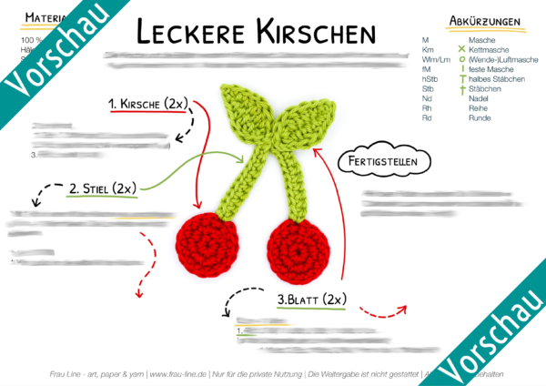 Vorschau Frau Line Häkelanleitung Kirsche