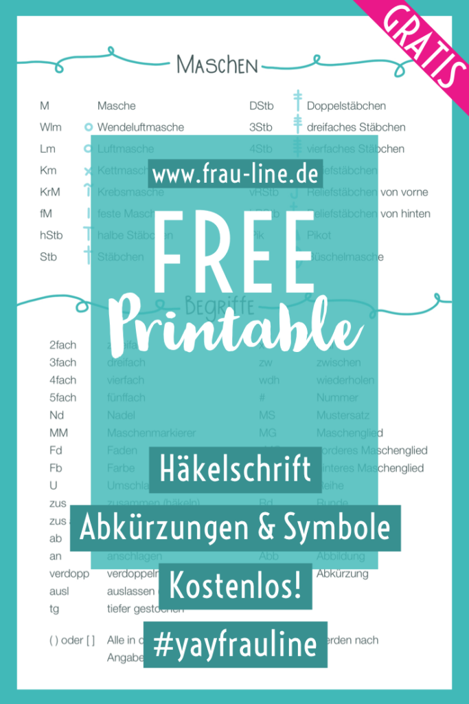 Pin Frau Line Häkelsymbole Abkürzungen Printable