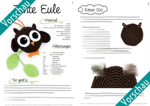 Vorschau Frau Line Häkelanleitung Amigurumi Tante Eule