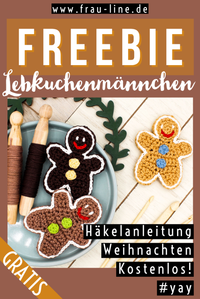 Pin Frau Line Gratisanleitung Häkelapplikation Lebkuchenmännchen