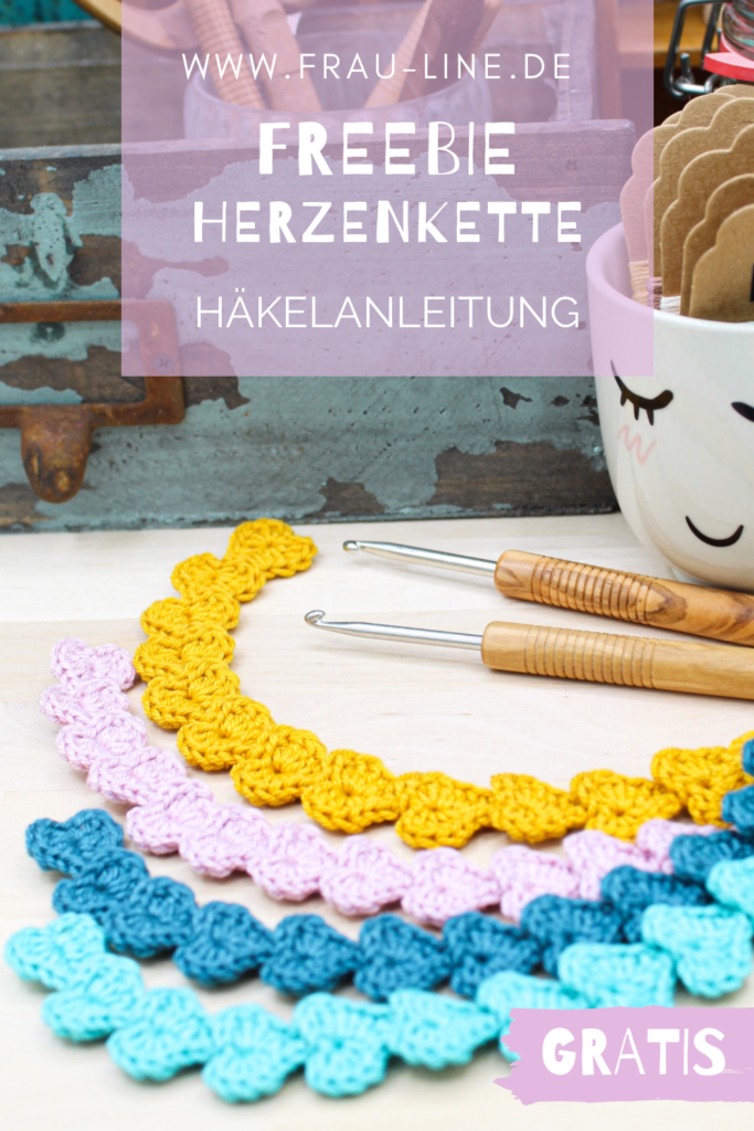 Pin Frau Line Häkelanleitung Freebie Herzchen