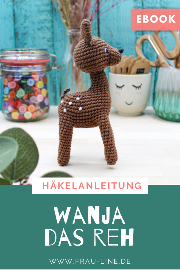 Frau Line Häkelanleitung Amigurumi Deer Pin 4